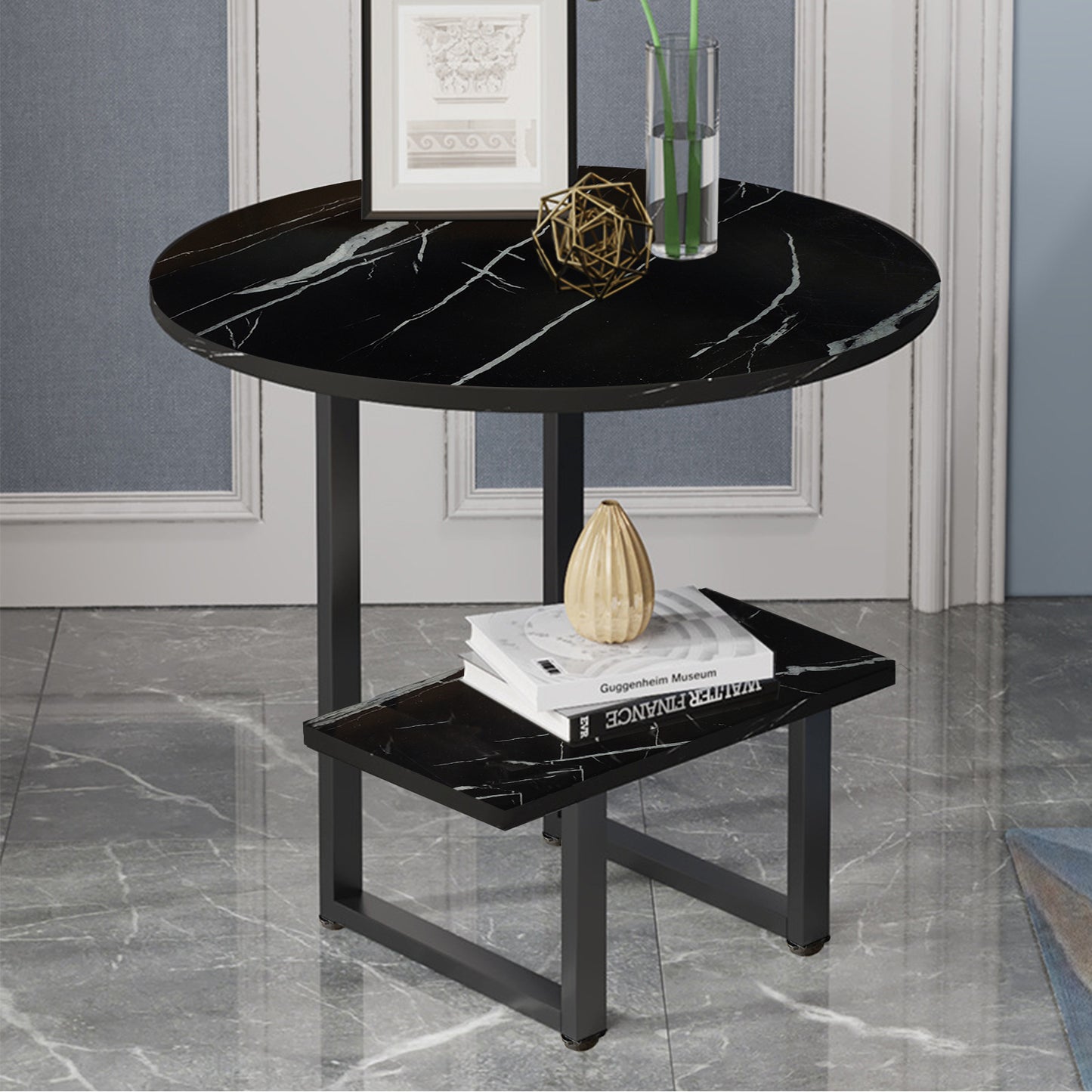 AILICHEN End Table,2 Layer Coffee Table Modern Minimalist Side Table for Living Room