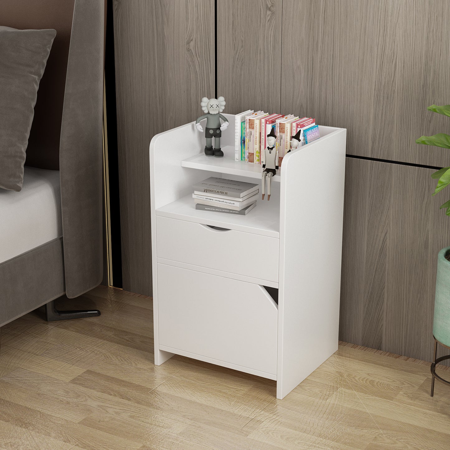 Nightstand with 2 Drawers Small Dresser with Storage Shelf Bedside Table
