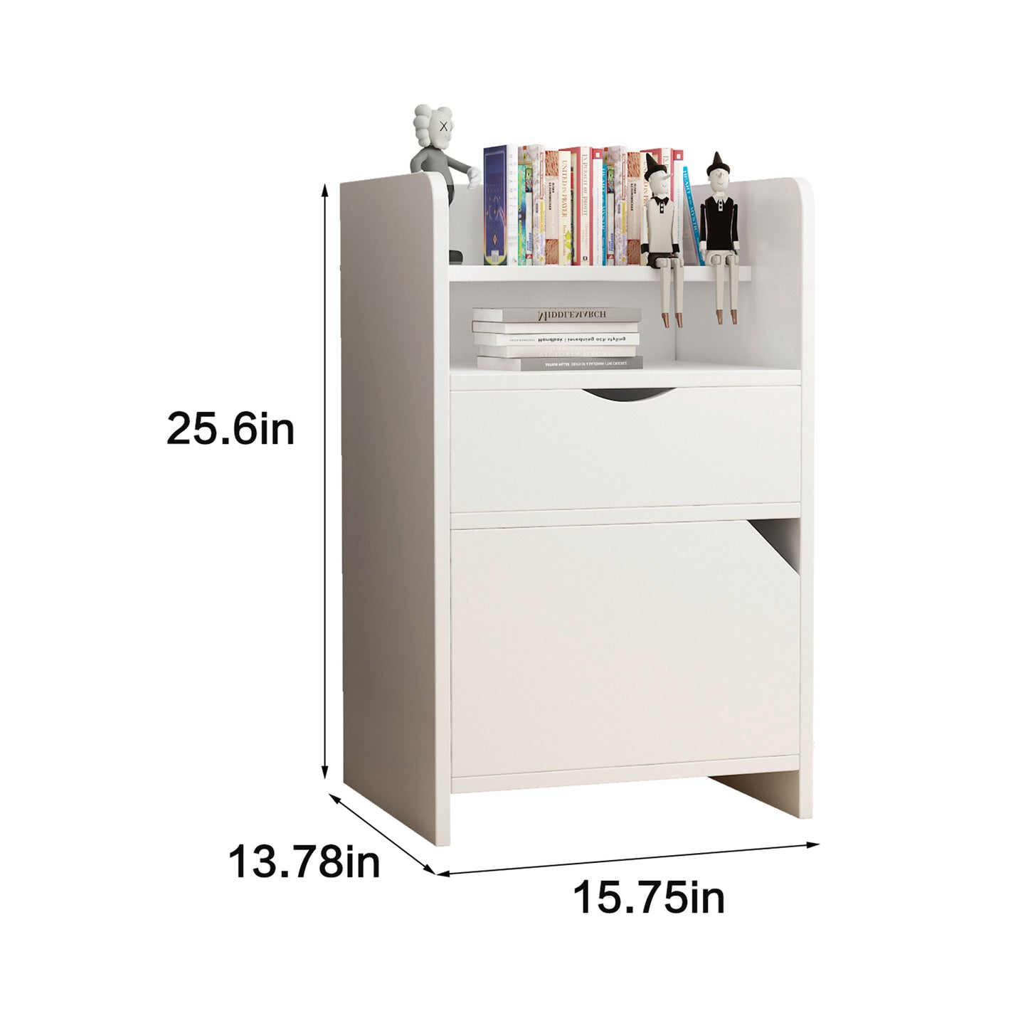 Nightstand with 2 Drawers Small Dresser with Storage Shelf Bedside Table