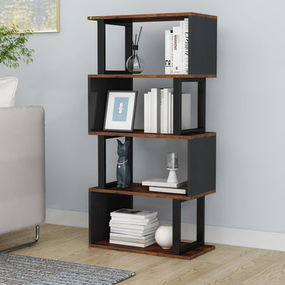 5-tier Open Shelf Bookshelf Modern S-shaped Z-shelf
