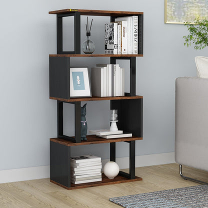 5-tier Open Shelf Bookshelf Modern S-shaped