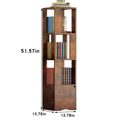 Bookcase with Doors, 4-Tier Bookshelf Storage Cabinet, Record Player Stand, Bathroom Cabinet with Shelves rustic style size introduction
