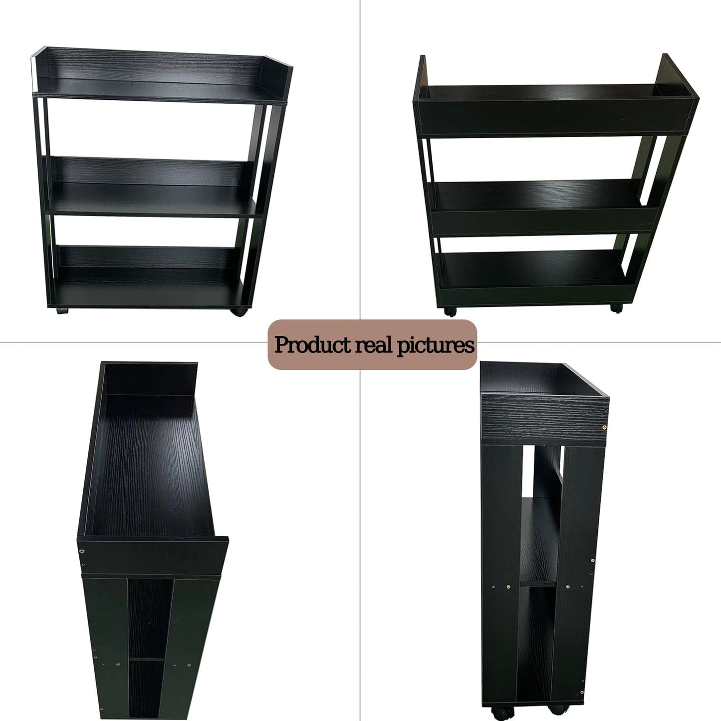 3-Tier Open Wood Shelving Unit Mobile Storage