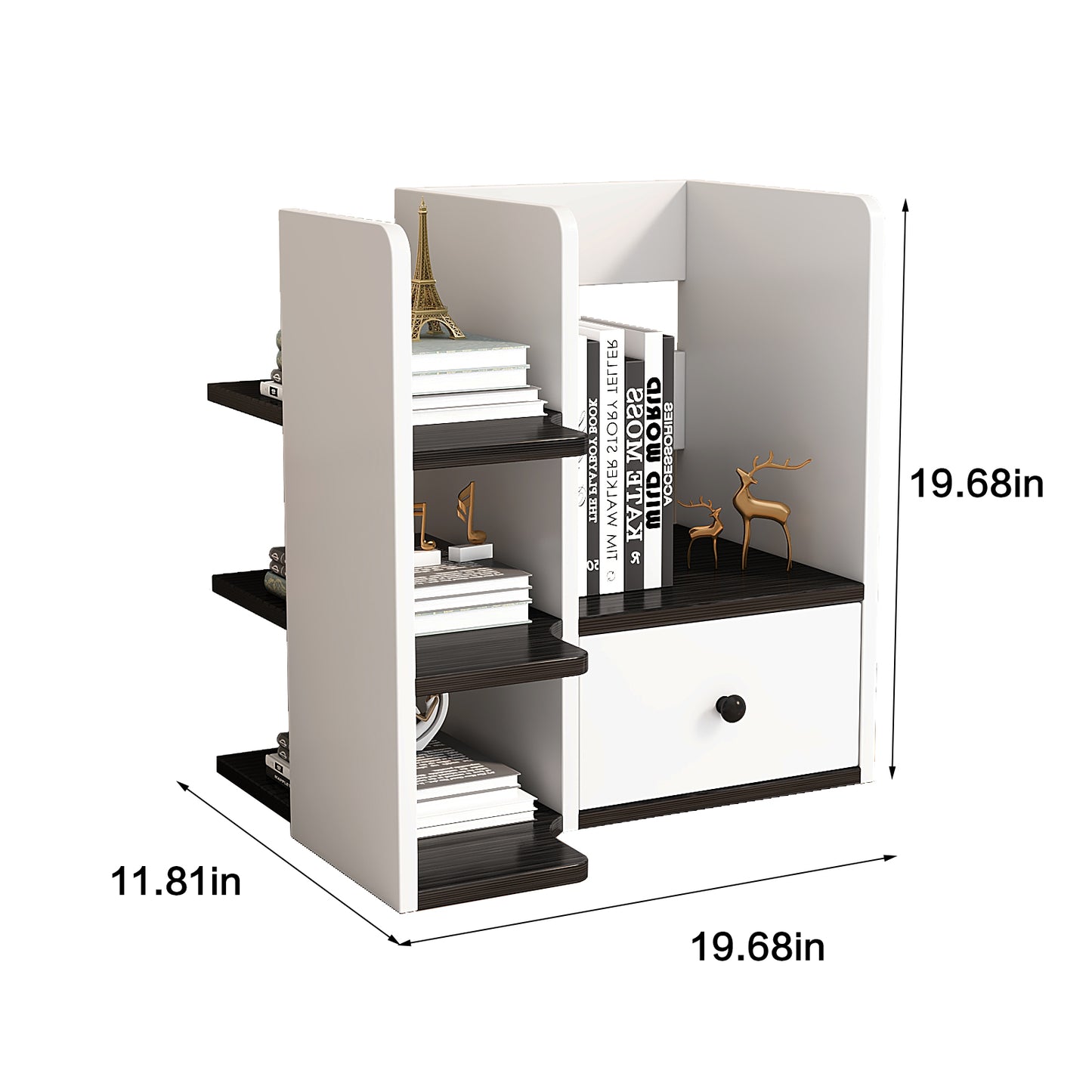Lateral File Cabinet with Open Shelves and Drawer for A4 Letter and Legal Sized Documents