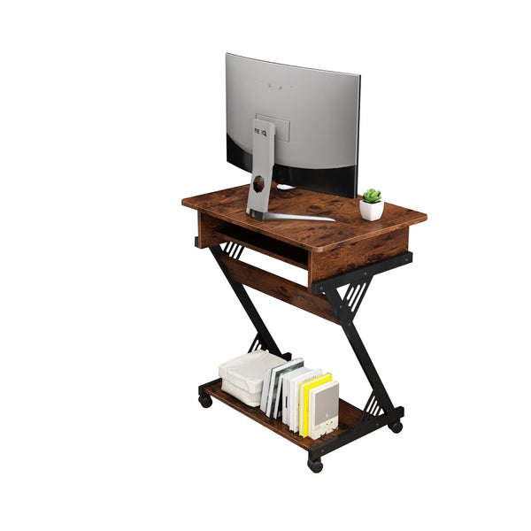 AILICHEN Z-Shaped Compact Desk with Wheels - 23.6'' Small Space Solution