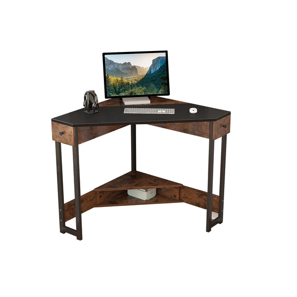 Triangle Computer Desk with Storage Shelf Corner Desk for Small Space
