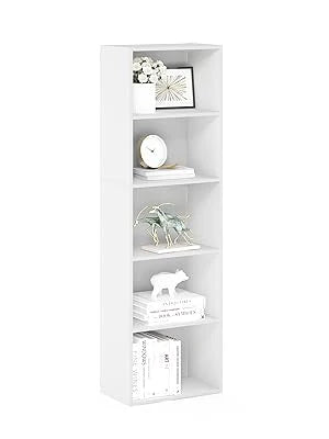 AILICHEN Bookcase/Bookshelf/Storage Rack,5 Layers,Dark /White Wood