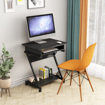 Z-Shaped Compact Study Table with Smooth Keyboard Tray for Small Spaces