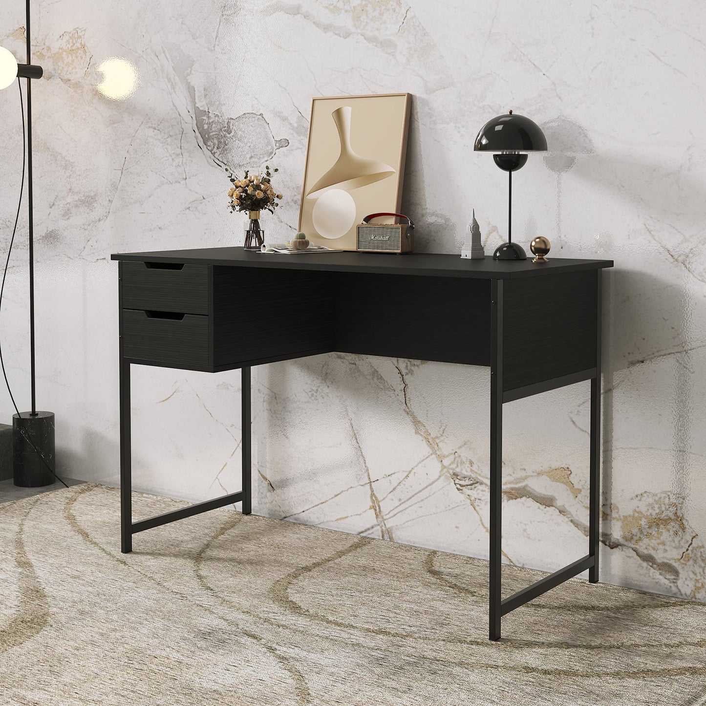 Modern Writing Desk Home Office Desk with Drawers Notebook Workstation