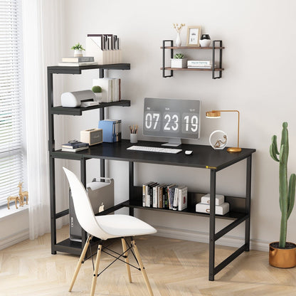 Computer Desk with 4-Tier Storage Shelves Modern Large Office Desk with Bookshelf and Tower Shelf