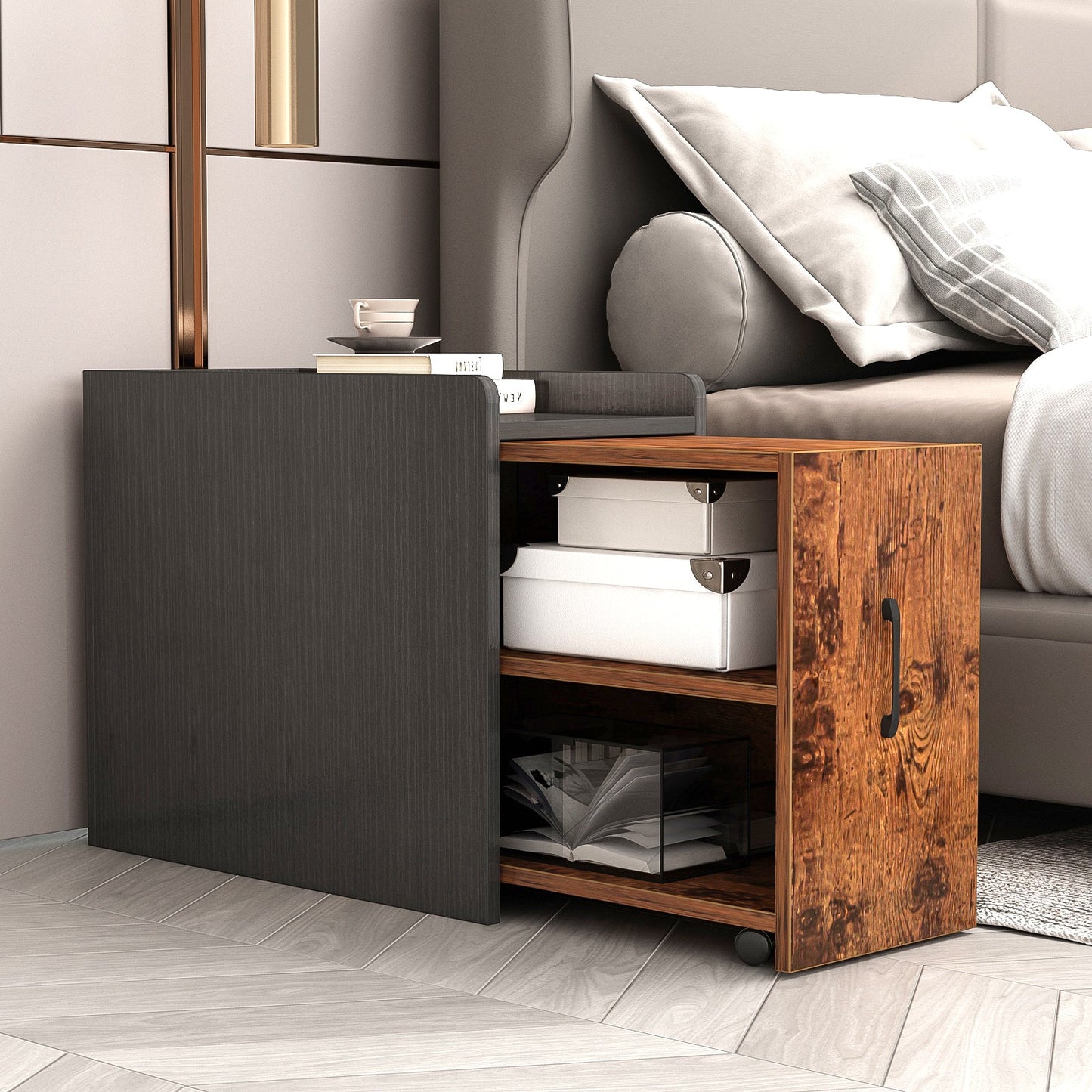 End Table with USB Ports and Power Outlets and 2 Drawers