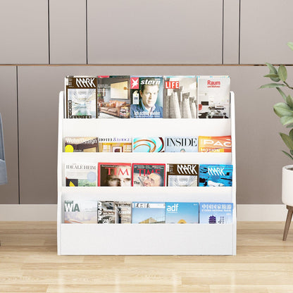 4 Shelves Single-sided Bookcase Display Stand For Kids Magazine Rack  File Holder