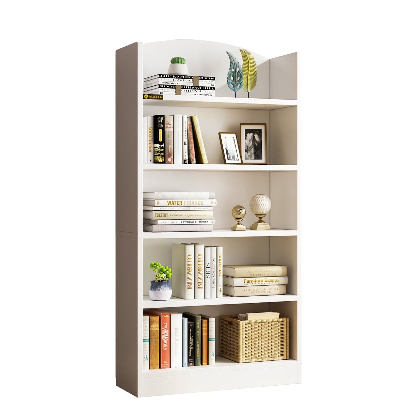 Bookshelves and Bookcases Floor Standing 5 Tier Display Storage Shelves Tall Furniture