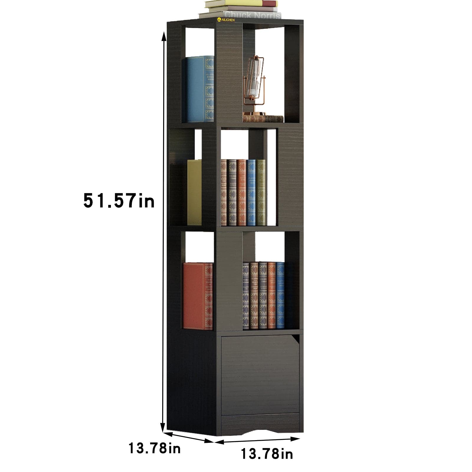 Bookcase with Doors, 4-Tier Bookshelf Storage Cabinet,size introduction
