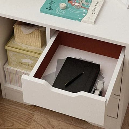 White Nightstand with 3 Drawers with Open Storage Tables