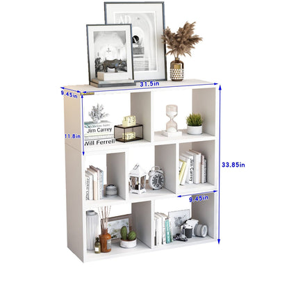 7 Cube Storage Organizer 3-Shelf Wood Bookshelf