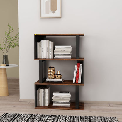 4-Tier Open Shelf Bookshelf Modern S-Shaped Z-Shelf Bookshelves and Bookcase