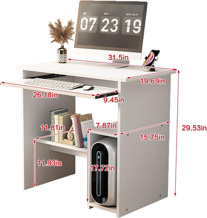 31.5 Inch Modern Study Writing Desk with Storage size introduction