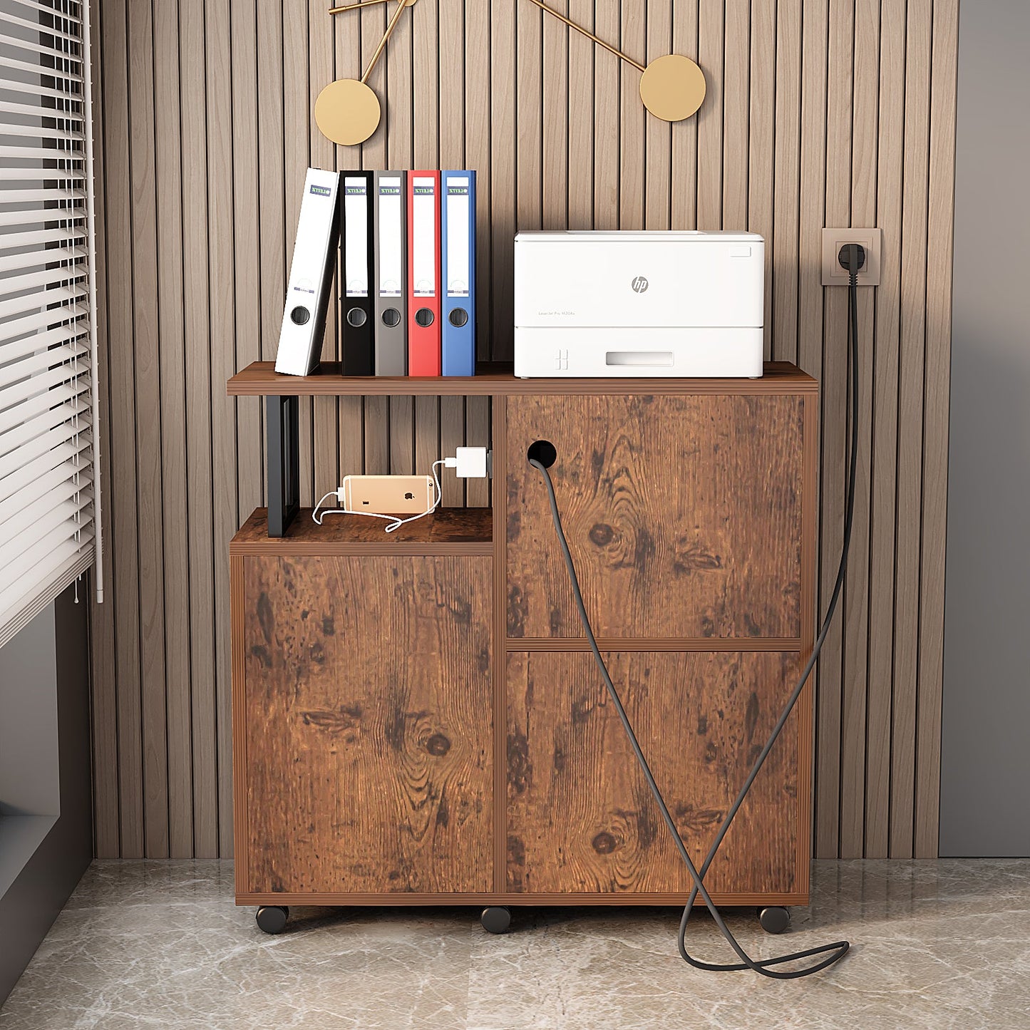 Floor Cabinet with Door Retro Floor Storage Cabinet