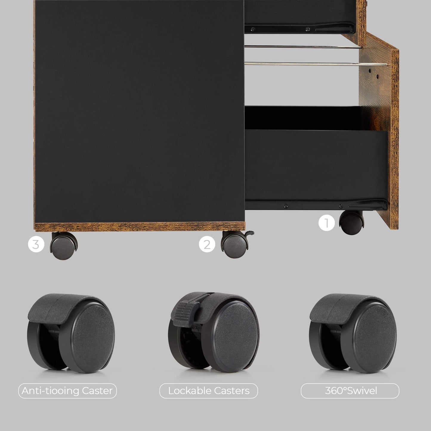 wheels of 3 Drawer Office File Cabinets 