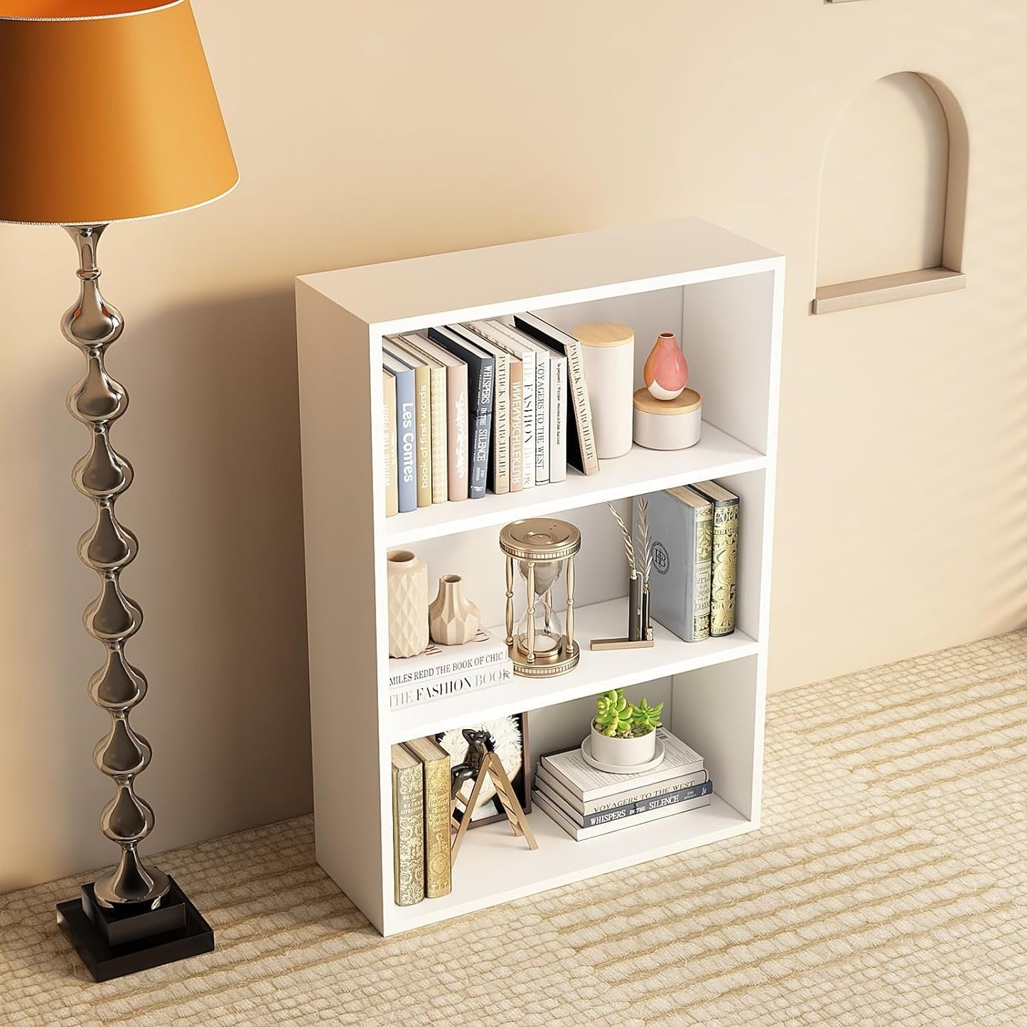 3-Tier Cube Display Shelves beside wall