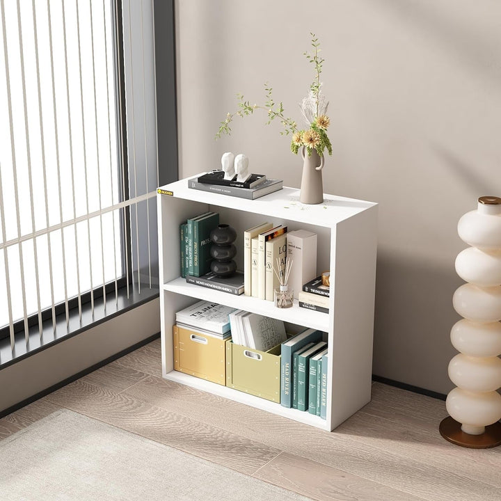 2 Tier Display Storage in white beside window